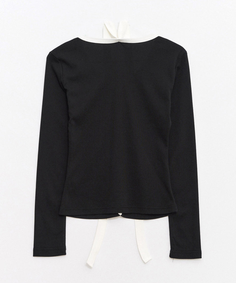 Logo Muffler V-neck Top