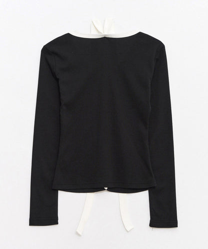 Logo Muffler V-neck Top