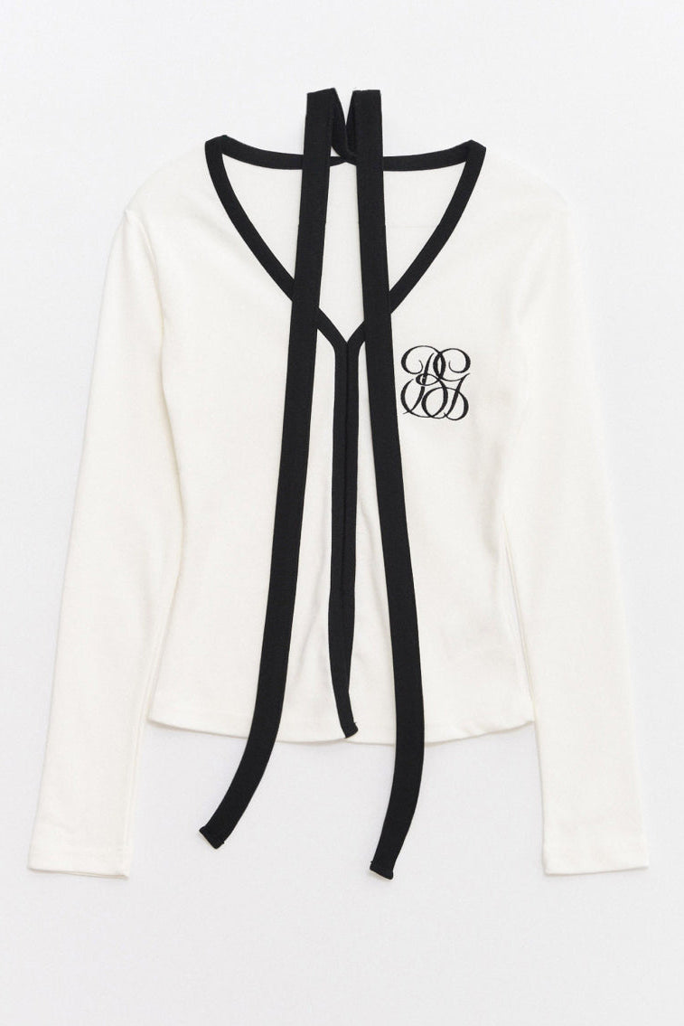 Logo Muffler V-neck Top