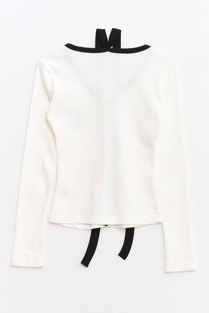 Logo Muffler V-neck Top