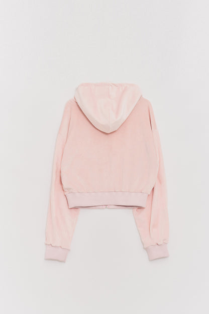 Smooth Velvet Logo Puff-sleeve Hood Jumper