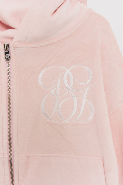 Smooth Velvet Logo Puff-sleeve Hood Jumper