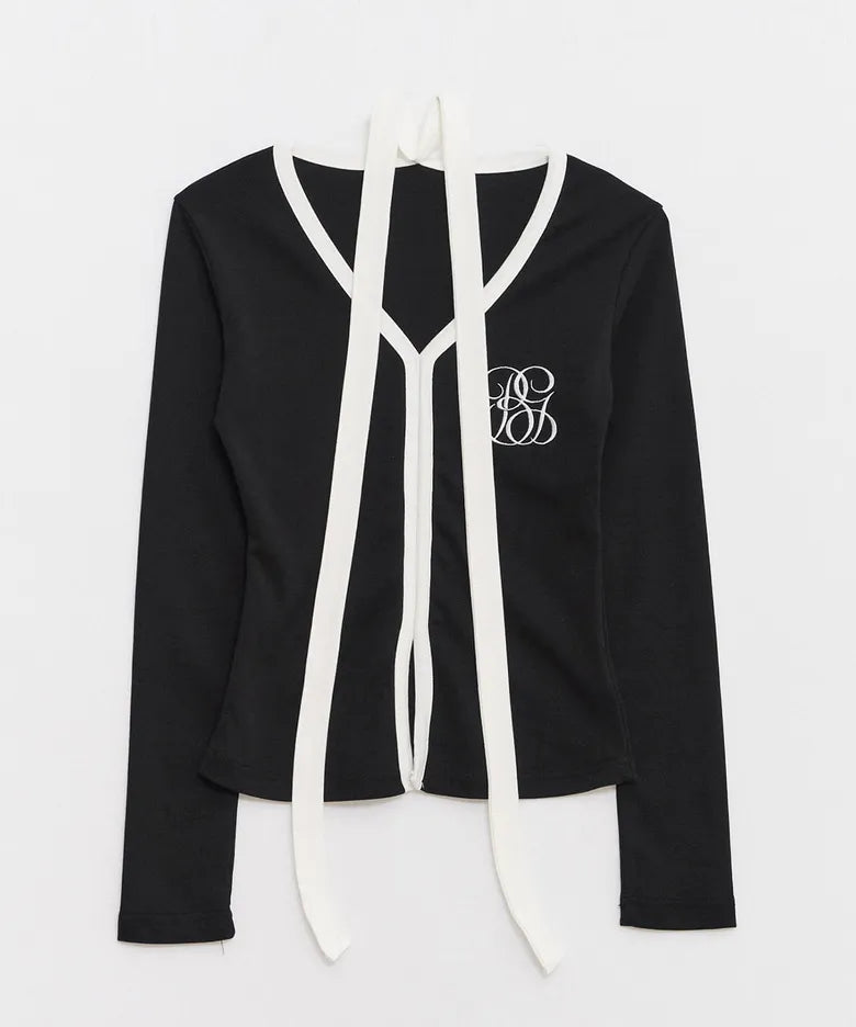 Logo Muffler V-neck Top