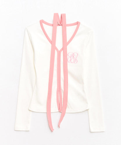 Logo Muffler V-neck Top