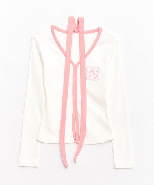 Logo Muffler V-neck Top