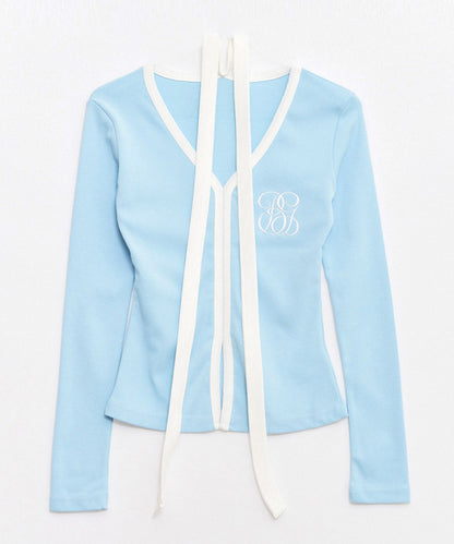 Logo Muffler V-neck Top