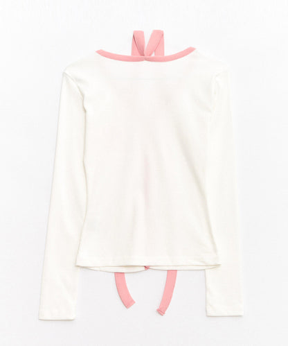 Logo Muffler V-neck Top